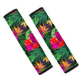 Purple Tropical Pattern Print Car Seat Belt Covers