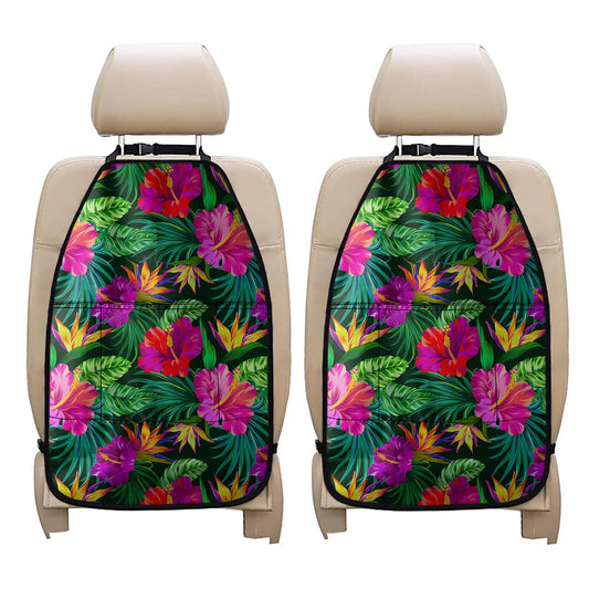 Purple Tropical Pattern Print Car Seat Organizers