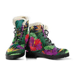Purple Tropical Pattern Print Comfy Boots GearFrost