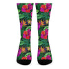 Purple Tropical Pattern Print Crew Socks