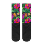 Purple Tropical Pattern Print Crew Socks