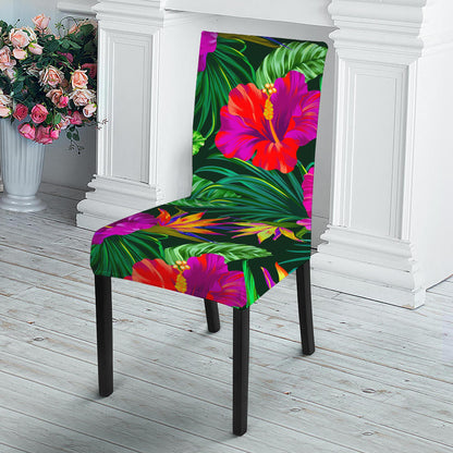 Purple Tropical Pattern Print Dining Chair Slipcover