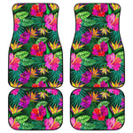 Purple Tropical Pattern Print Front and Back Car Floor Mats