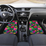 Purple Tropical Pattern Print Front and Back Car Floor Mats