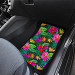 Purple Tropical Pattern Print Front and Back Car Floor Mats