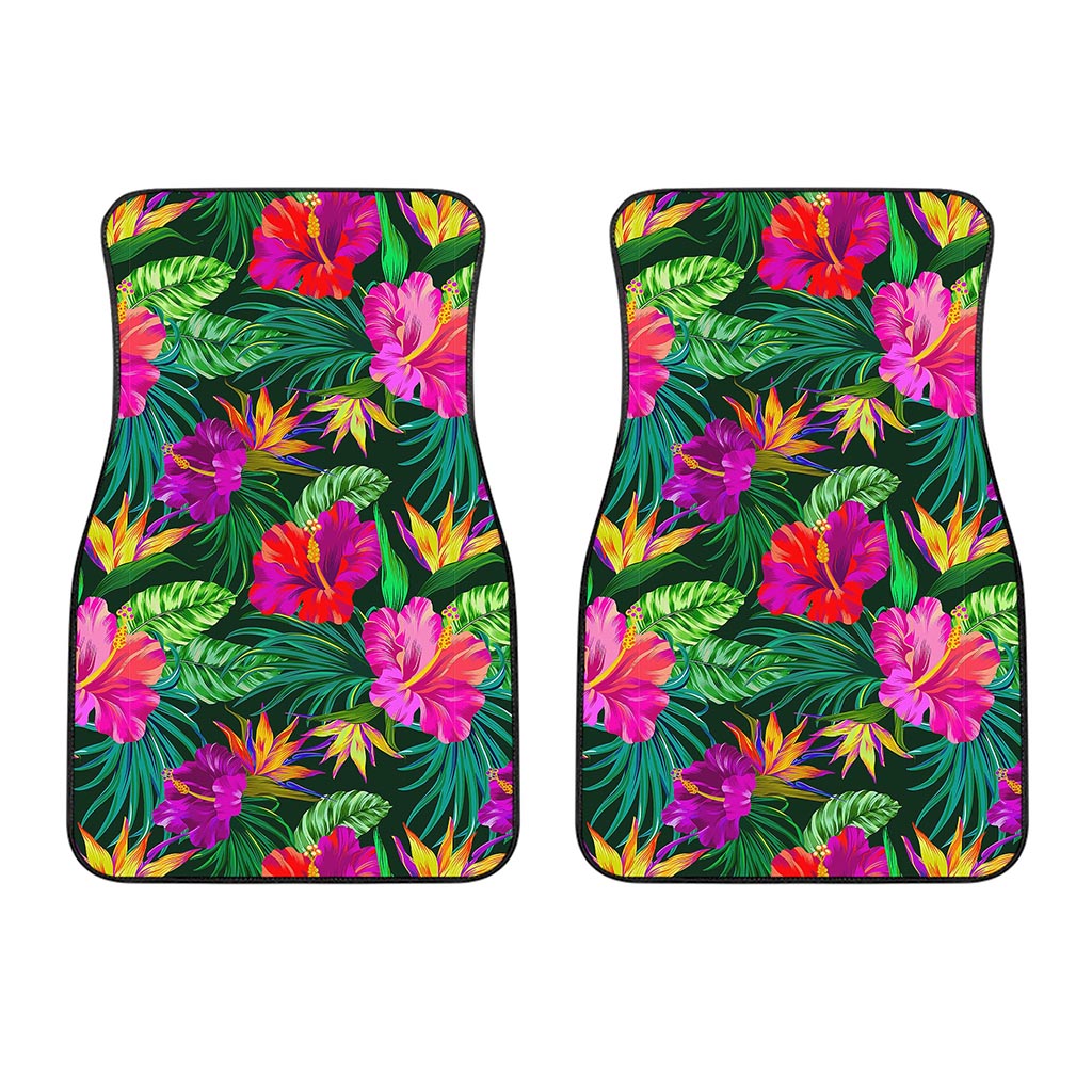 Purple Tropical Pattern Print Front Car Floor Mats
