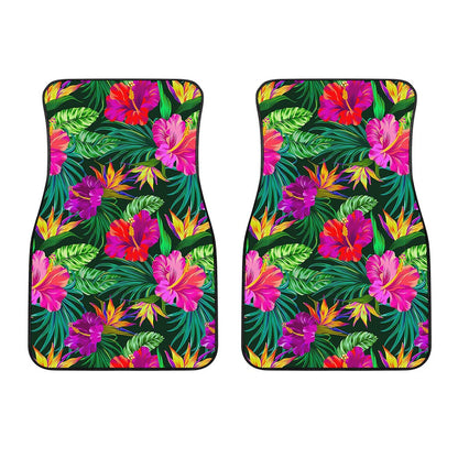 Purple Tropical Pattern Print Front Car Floor Mats