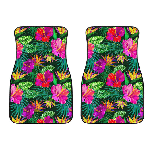 Purple Tropical Pattern Print Front Car Floor Mats
