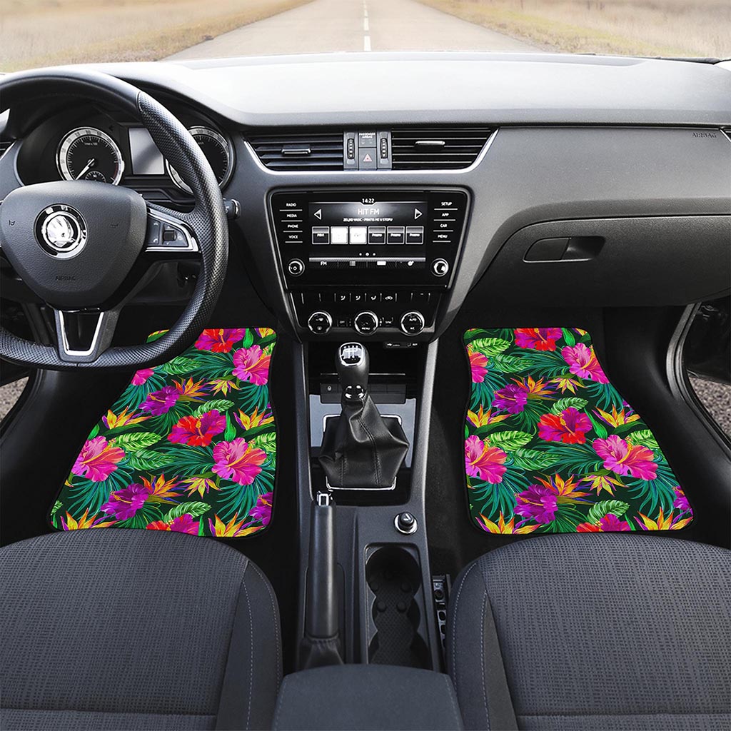 Purple Tropical Pattern Print Front Car Floor Mats