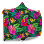 Purple Tropical Pattern Print Hooded Blanket
