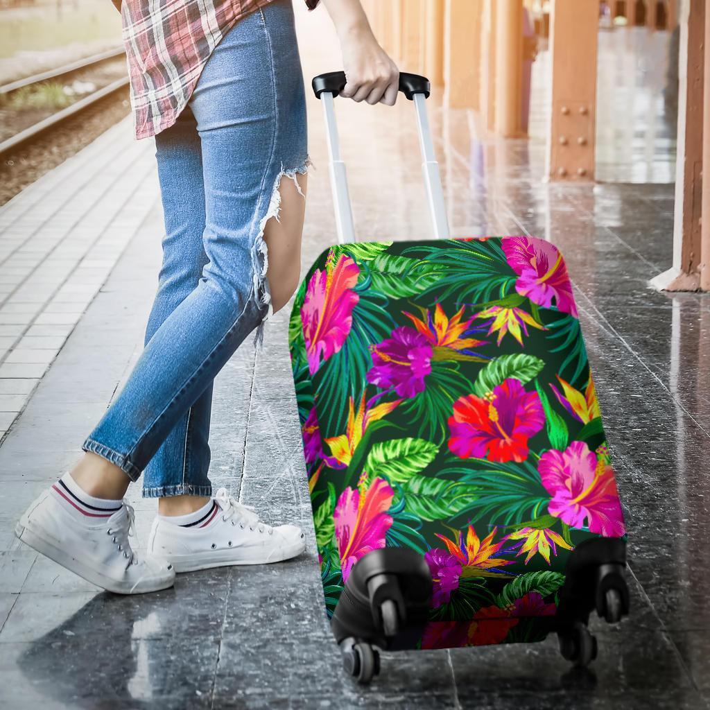 Purple Tropical Pattern Print Luggage Cover GearFrost
