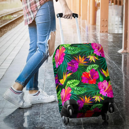 Purple Tropical Pattern Print Luggage Cover GearFrost