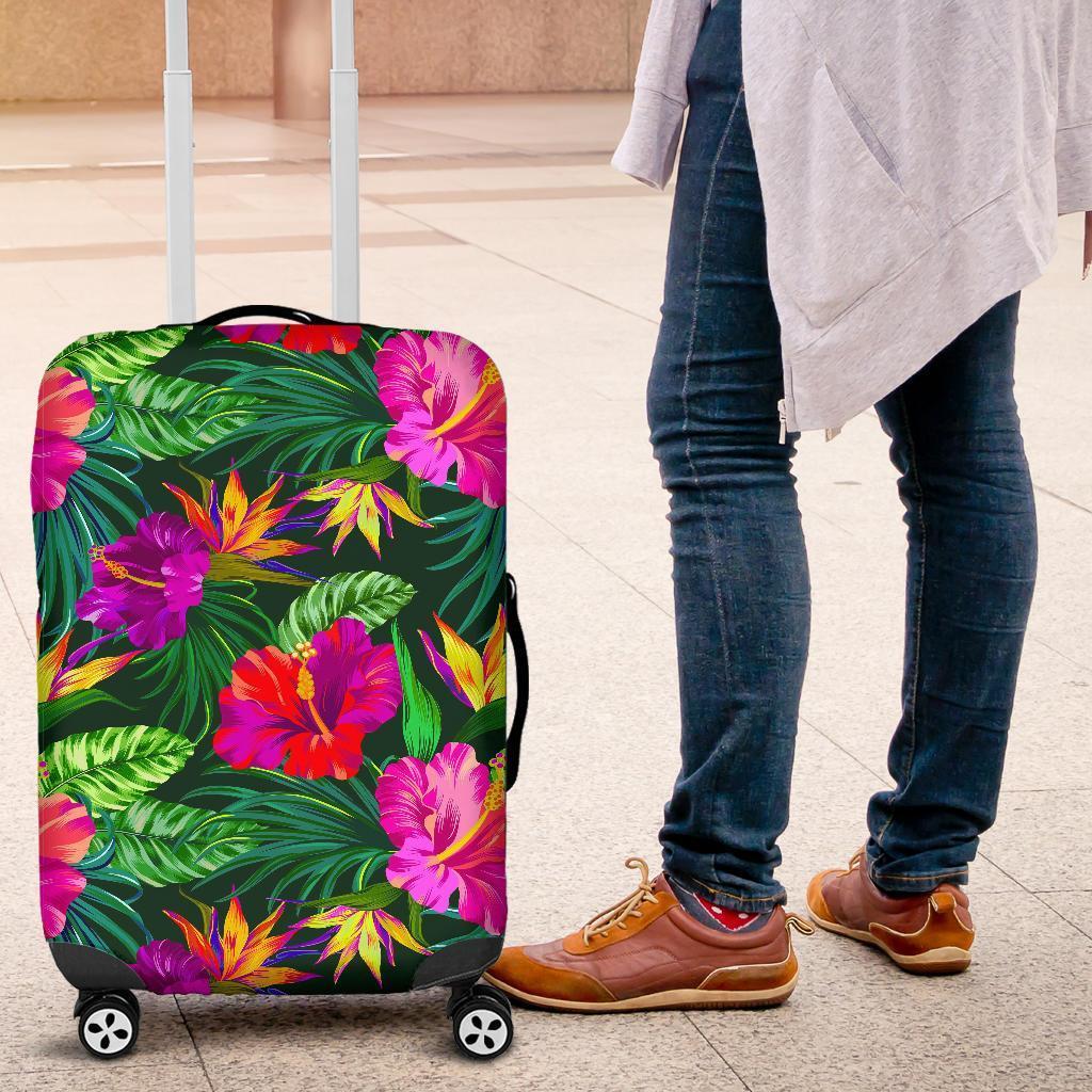 Purple Tropical Pattern Print Luggage Cover GearFrost