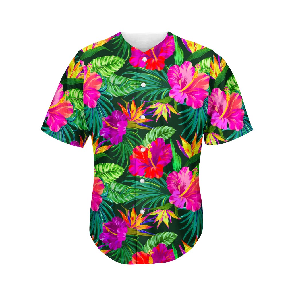 Purple Tropical Pattern Print Men's Baseball Jersey