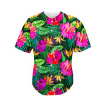 Purple Tropical Pattern Print Men's Baseball Jersey