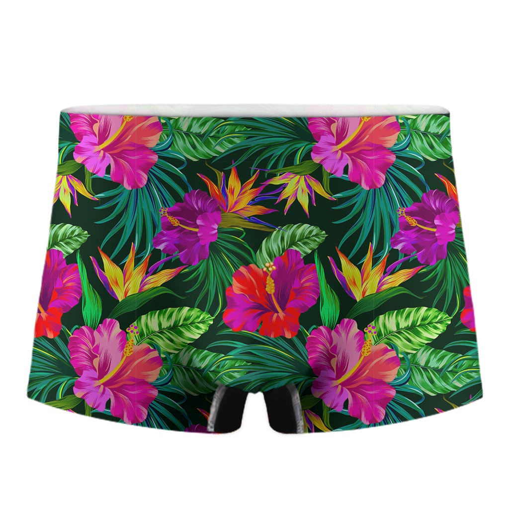 Purple Tropical Pattern Print Men's Boxer Briefs
