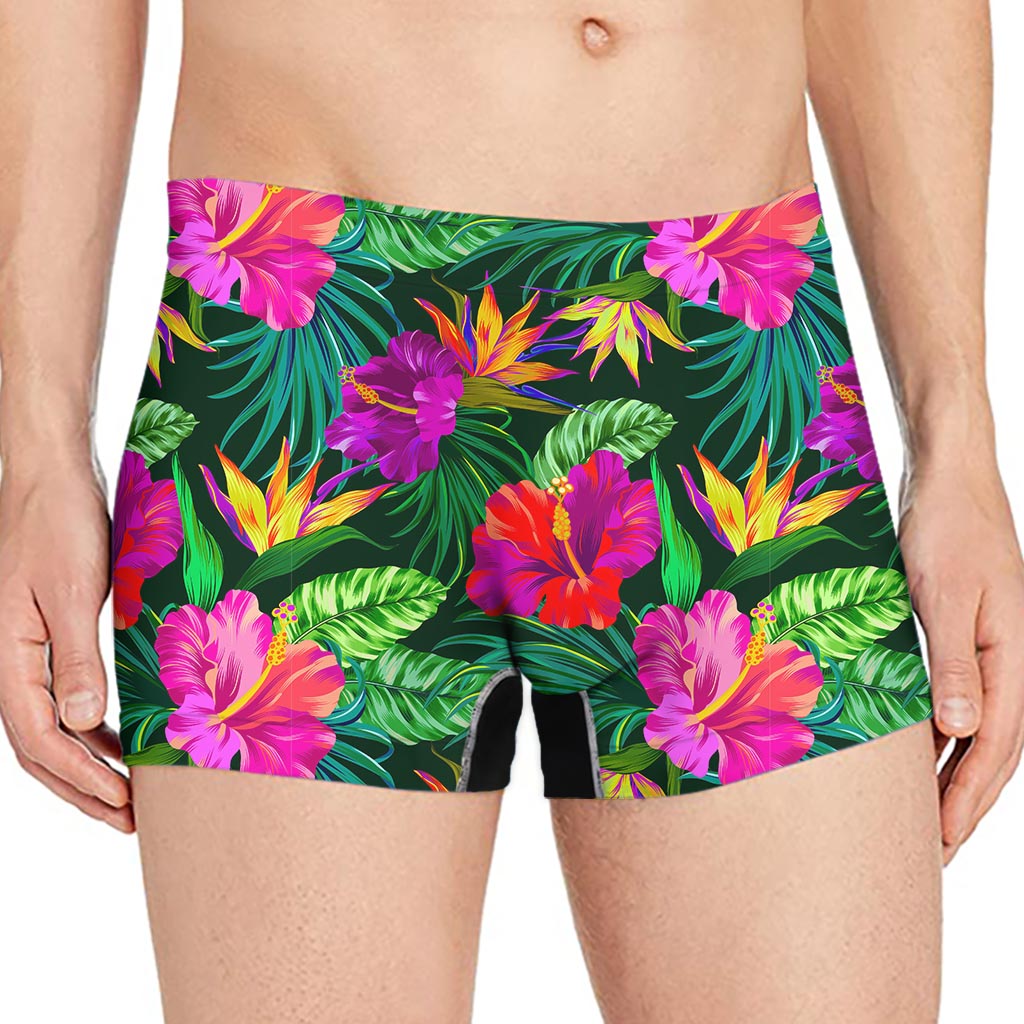 Purple Tropical Pattern Print Men's Boxer Briefs