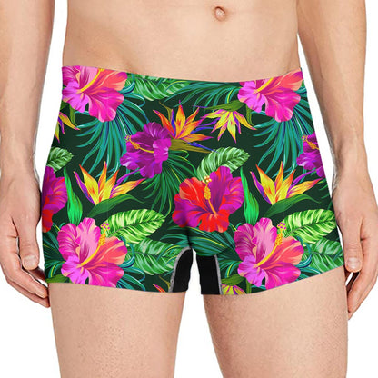 Purple Tropical Pattern Print Men's Boxer Briefs