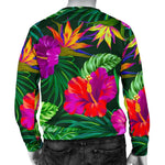 Purple Tropical Pattern Print Men's Crewneck Sweatshirt GearFrost