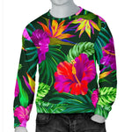 Purple Tropical Pattern Print Men's Crewneck Sweatshirt GearFrost
