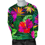 Purple Tropical Pattern Print Men's Crewneck Sweatshirt GearFrost