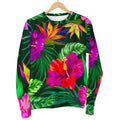 Purple Tropical Pattern Print Men's Crewneck Sweatshirt