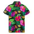 Purple Tropical Pattern Print Men's Short Sleeve Shirt