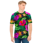 Purple Tropical Pattern Print Men's T-Shirt