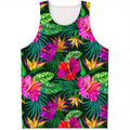 Purple Tropical Pattern Print Men's Tank Top