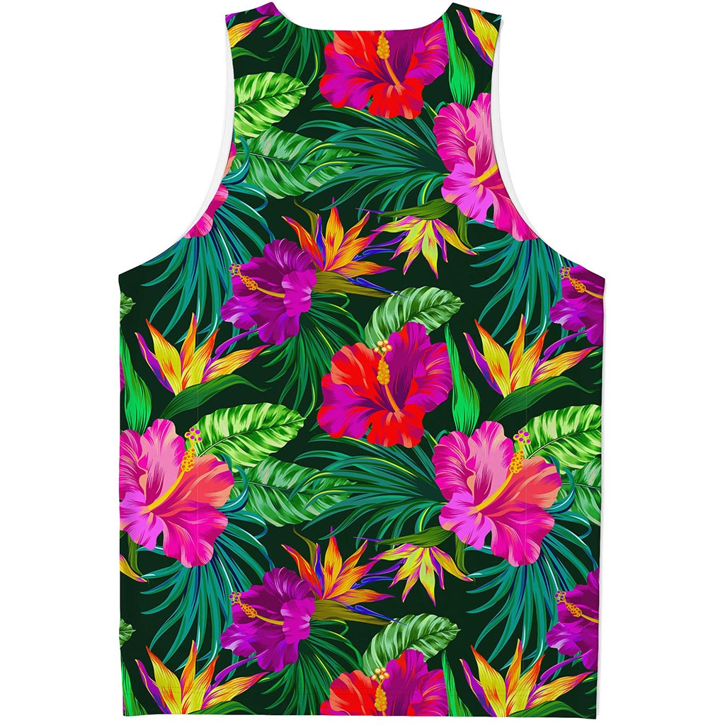 Purple Tropical Pattern Print Men's Tank Top