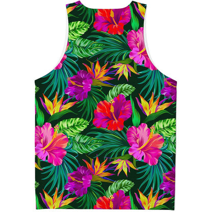 Purple Tropical Pattern Print Men's Tank Top