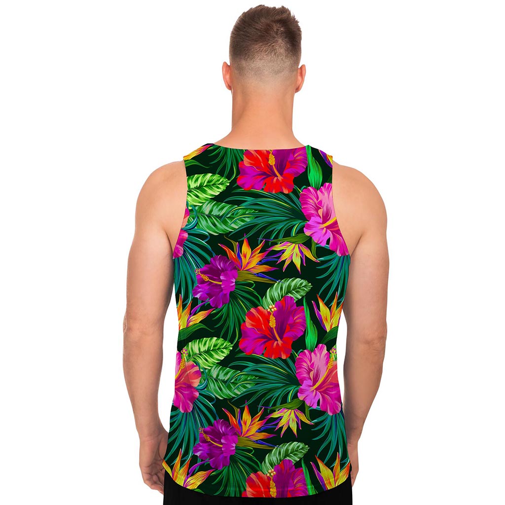 Purple Tropical Pattern Print Men's Tank Top