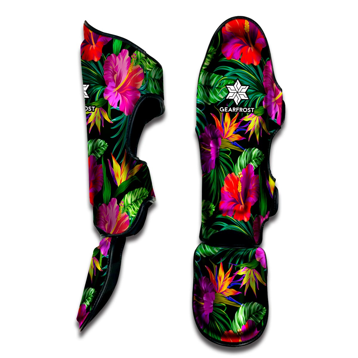Purple Tropical Pattern Print Muay Thai Shin Guard