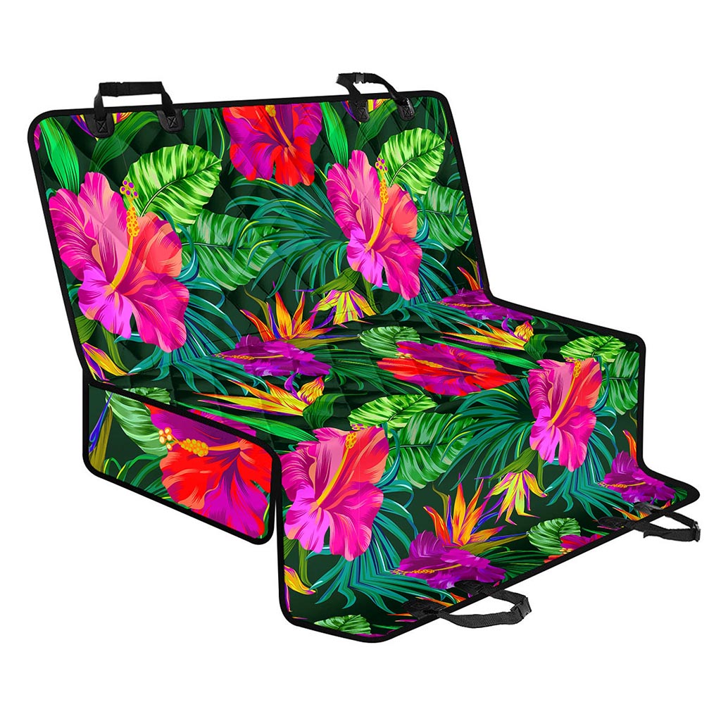 Purple Tropical Pattern Print Pet Car Back Seat Cover