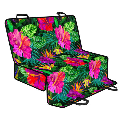 Purple Tropical Pattern Print Pet Car Back Seat Cover