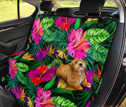Purple Tropical Pattern Print Pet Car Back Seat Cover