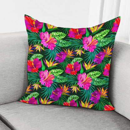 Purple Tropical Pattern Print Pillow Cover