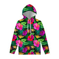 Purple Tropical Pattern Print Pullover Hoodie