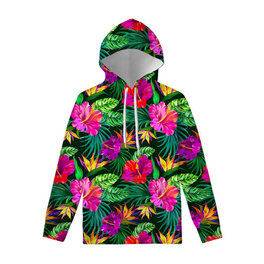 Purple Tropical Pattern Print Pullover Hoodie