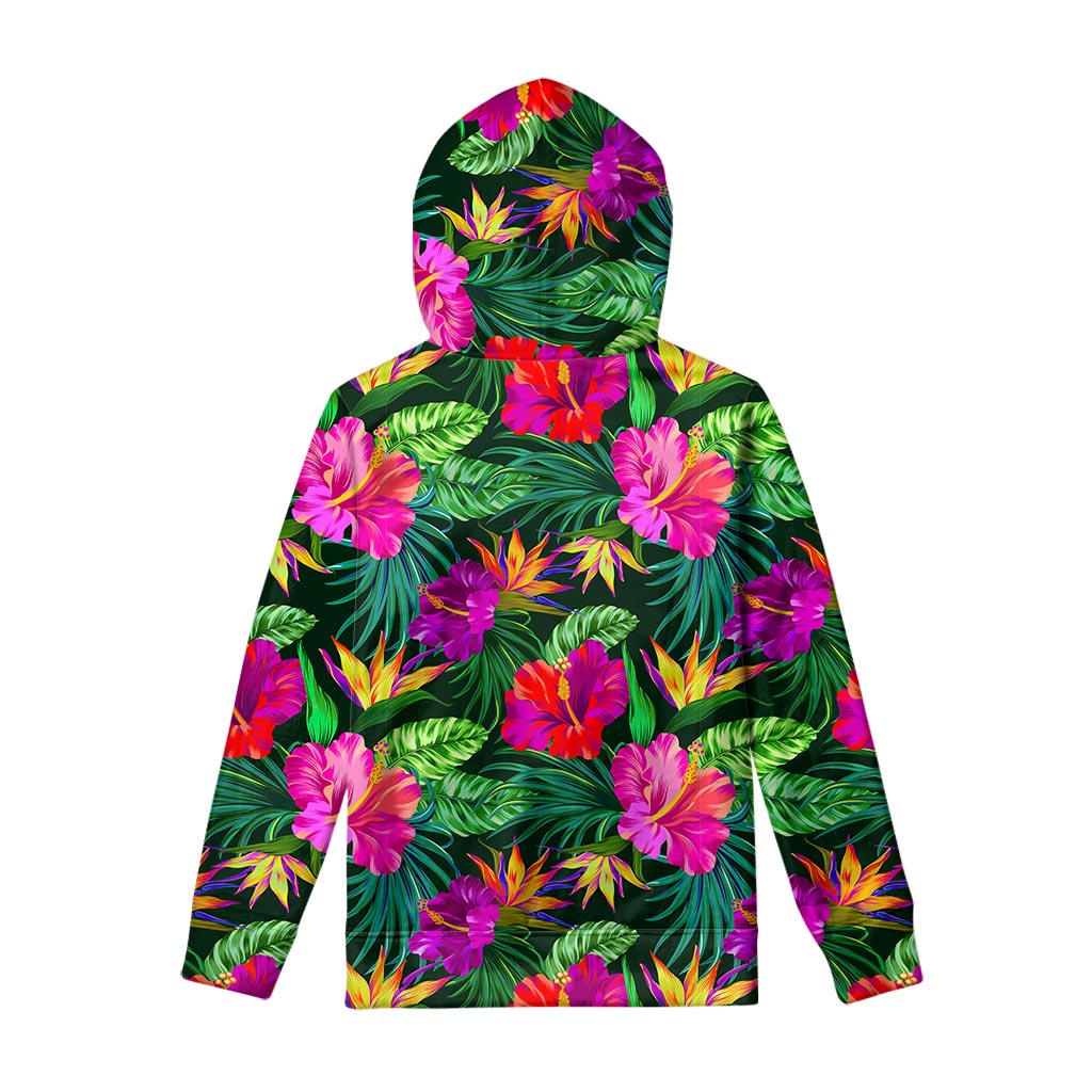 Purple Tropical Pattern Print Pullover Hoodie