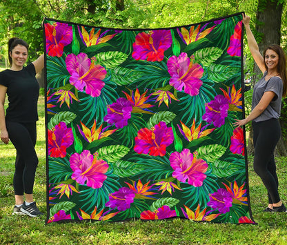 Purple Tropical Pattern Print Quilt