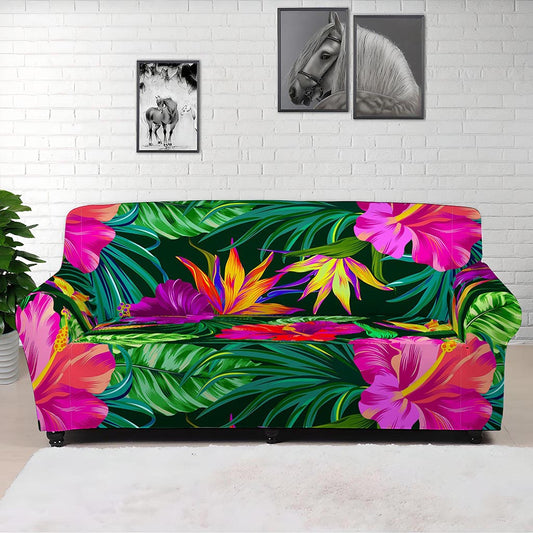 Purple Tropical Pattern Print Sofa Cover