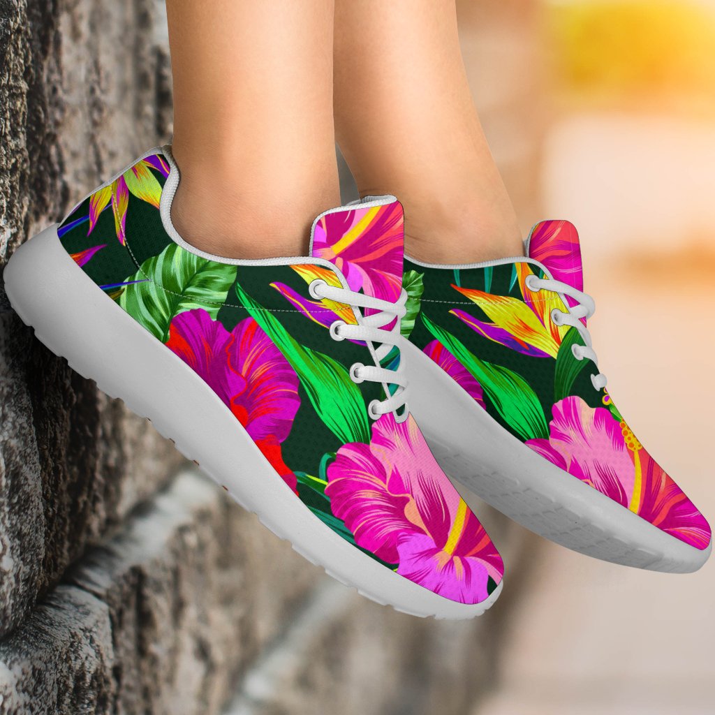 Purple Tropical Pattern Print Sport Shoes GearFrost