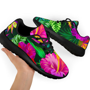 Purple Tropical Pattern Print Sport Shoes GearFrost