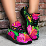 Purple Tropical Pattern Print Sport Shoes GearFrost