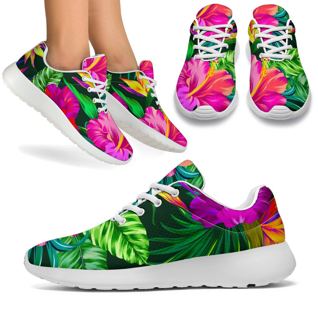 Purple Tropical Pattern Print Sport Shoes GearFrost