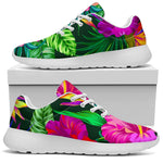 Purple Tropical Pattern Print Sport Shoes GearFrost