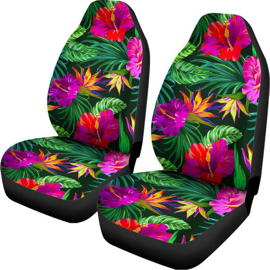 Purple Tropical Pattern Print Universal Fit Car Seat Covers