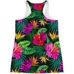 Purple Tropical Pattern Print Women's Racerback Tank Top