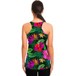 Purple Tropical Pattern Print Women's Racerback Tank Top